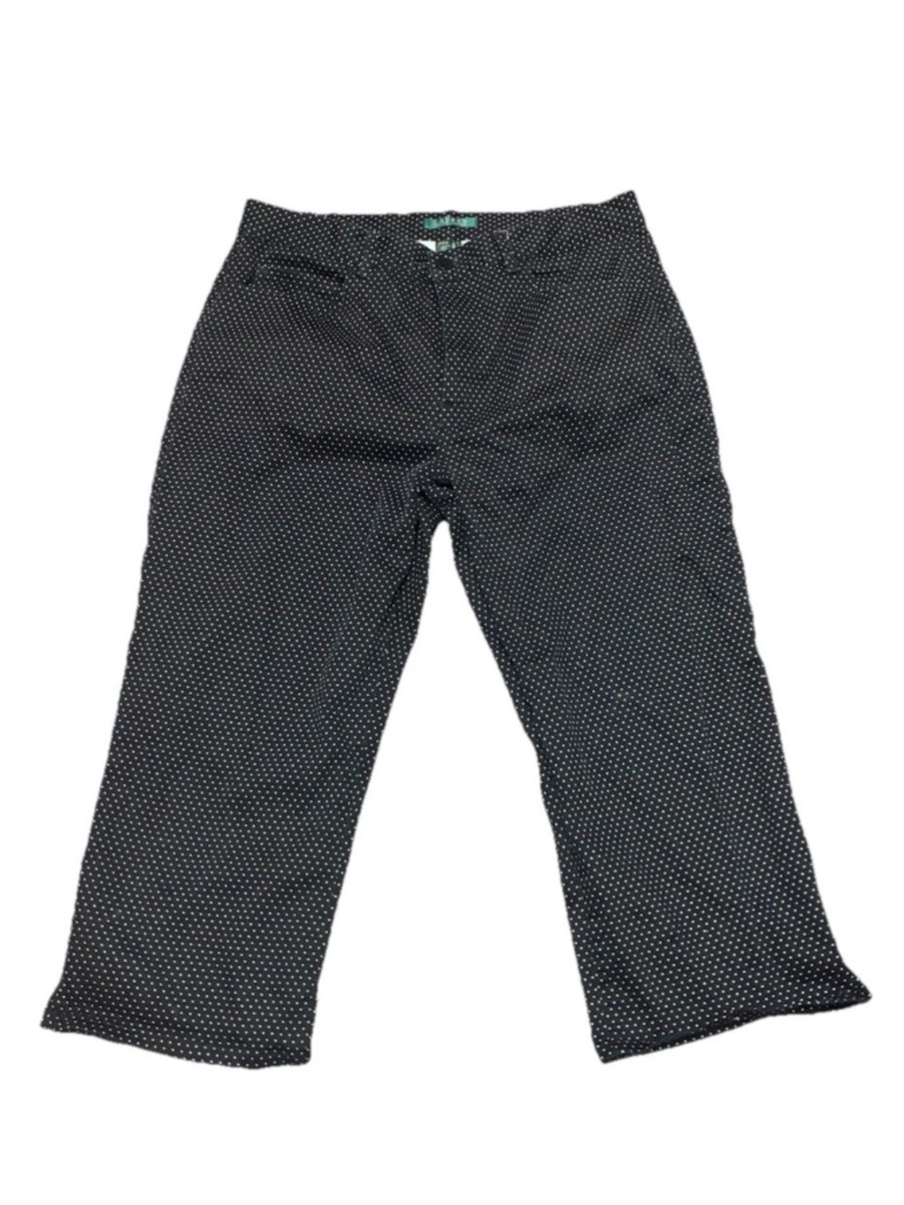 Lauren Ralph Lauren Black Polka Dot Cropped Pants Size 12 Stretch